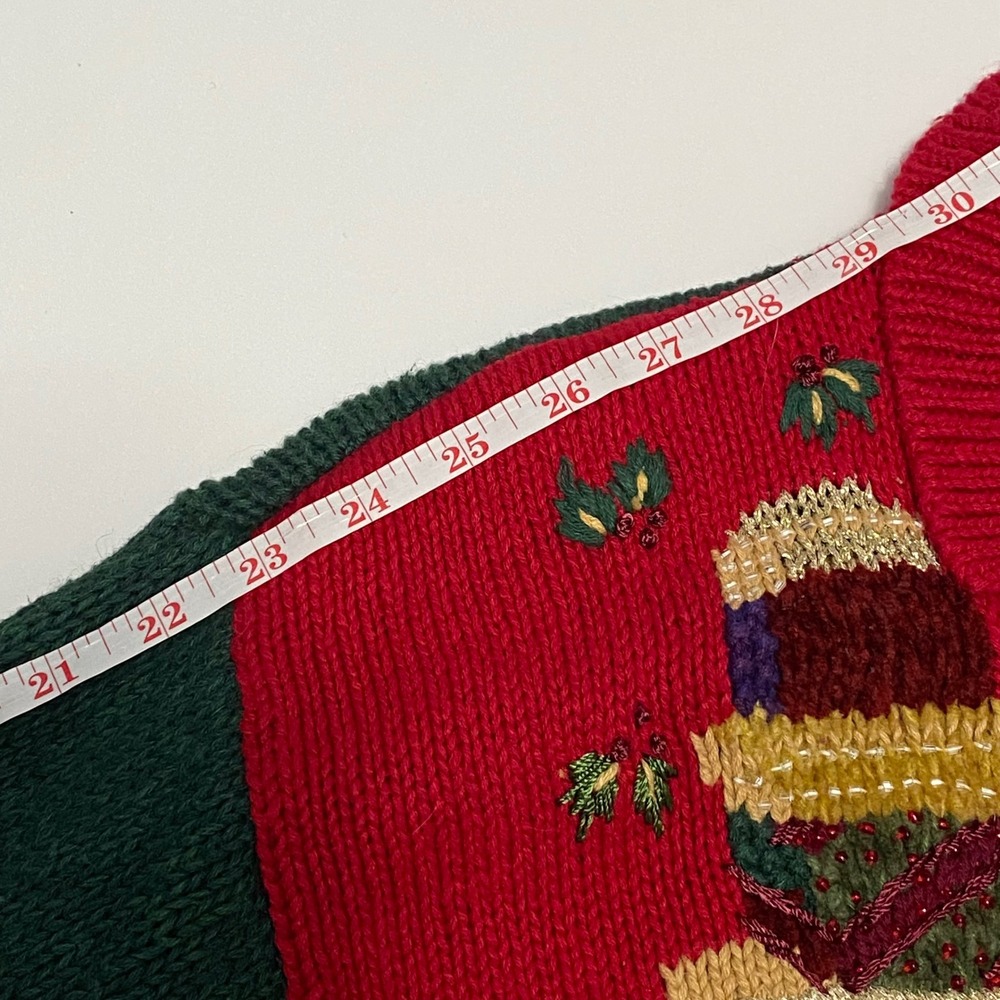 Vintage Women's Knit Christmas Sweater Cardigan Full Zip Festive Holiday - Picture 7 of 9